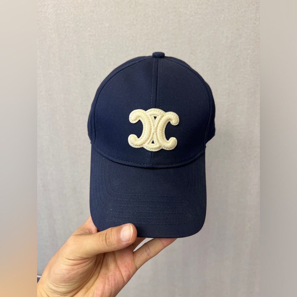 Celine Navy Blue Cap with Cream Accents